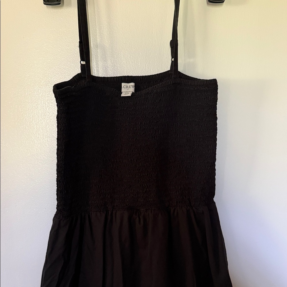 J. Crew Black Smocked Strap Midi Dress XS